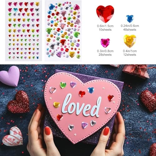 MYDBUYSOME 2774pcs Gem Stickers Jewels for Crafts, Self Adhesive Rhinestone Jewel Stick on Gems, Acrylic Bling Heart Stickers, Craft Supplies for Kids — view 7