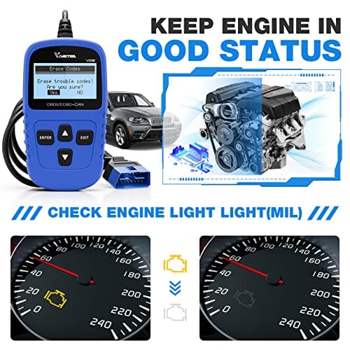 VDIAGTOOL VD10 OBD2 Scanner Code Reader Car Diagnostic Tool Engine Fault Code Reader for Turn Off CEL with Freeze Frame/I/M Readiness for All OBDII Protocol Cars, OBD2 Scanner Diagnostic Tool — view 2