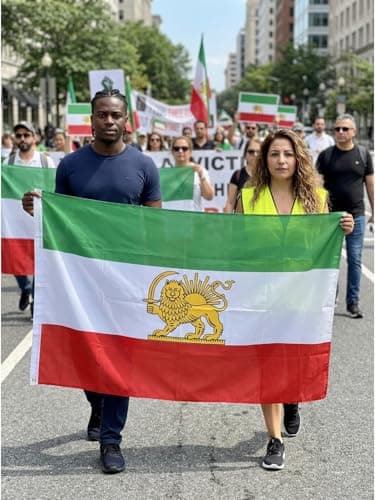 Iran Flag with Lion and Sun 3 X 5 Ft, Iranian Flag Persian Flag for Garden and Outdoor Decoration, Polyester (A) — view 5