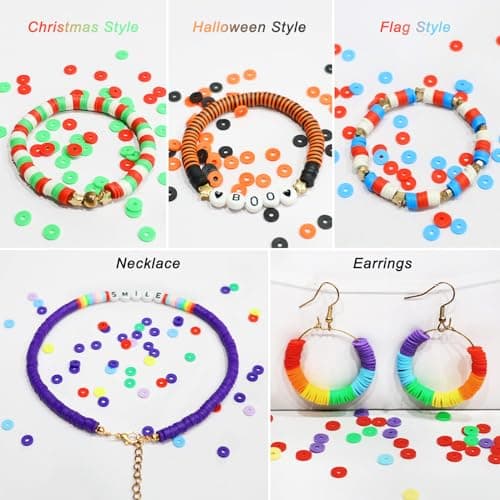 Redtwo 23000Pcs Clay Beads Friendship Bracelet Making Kit, 7 Boxes 144 Colors Flat Polymer Heishi Beads Set for Friendship Jewelry Making Kit with Pendant Charms, Crafts Gifts for Girls Ages 6-12 Kids — view 8