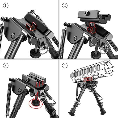 Feyachi Carbon Fiber Tactical Rifle Bipod 6"-9" Adjustable with Picatinny/Mlock Adapter — view 5