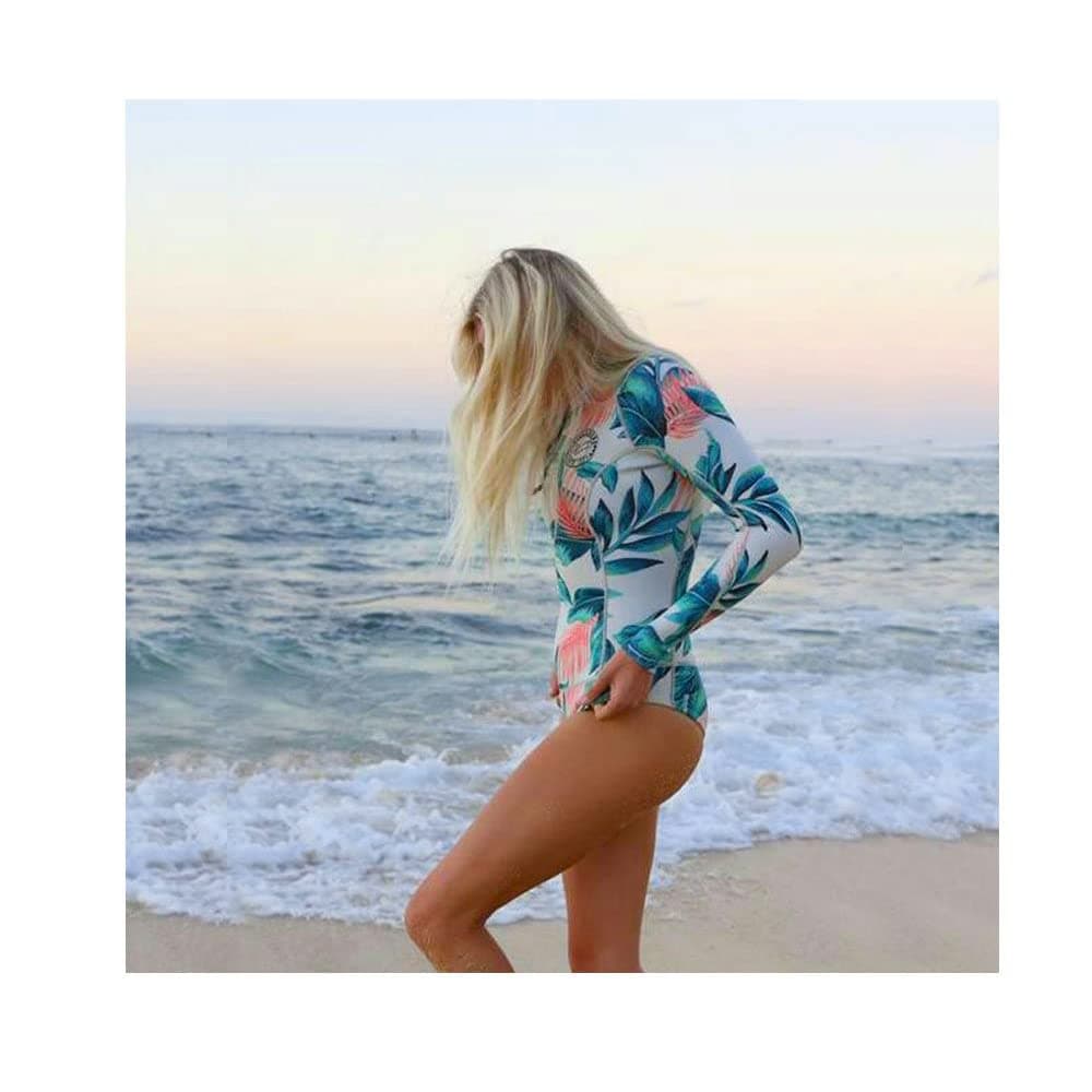 Ropa de Surf con Cremallera para Mujer Traje de Baño de Manga Larga Protectores contra Erupciones Recreativas de Una Pieza Traje de Baño — view 3