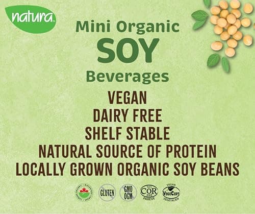 NATURA Mini Fortified Soy Milk - Strawberry - Organic & Gluten Free - Dairy Free - Vegan - Shelf Stable - Plant Based Beverage - Non-GMO - Perfect for Lunch Boxes - Made in Canada | 200ml (Pack of 3) — view 3