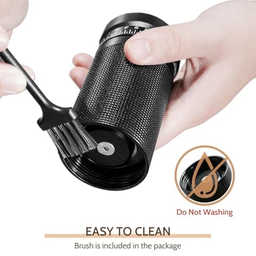 Manual Coffee Grinder with Digital External Adjustable Settings, Portable Hand Grinder with Stainless Steel Conical Burr, 30g Capacity for Travel, Camping, Office, Espresso, Pour Over (Black) — view 3