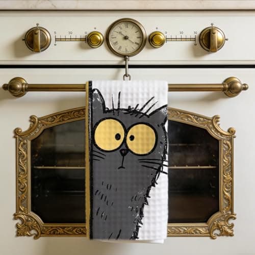 Cartoon Peeking Bombay Cat Kitchen Towels, Reusable Absorbent Fast Drying Dish Cloths, Cute Kitty Hand Tea Towels for Kitchen Bathroom Home Decor, Cat Lover Gifts for Women Men 9 — view 4