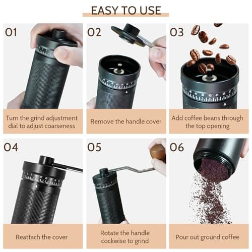 Manual Coffee Grinder with Digital External Adjustable Settings, Portable Hand Grinder with Stainless Steel Conical Burr, 30g Capacity for Travel, Camping, Office, Espresso, Pour Over (Black) — view 5
