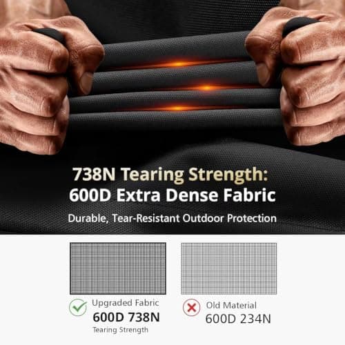 QH.HOME Fire Pit Cover Square Super Waterproof, 32" L x 32" W x 24" H Outdoor Firepit Table Cover 600D Strong Tear Resistant, UPF 50+ Fire Pit Cover Fading Resistant for Square Fire Pit - Black — view 2