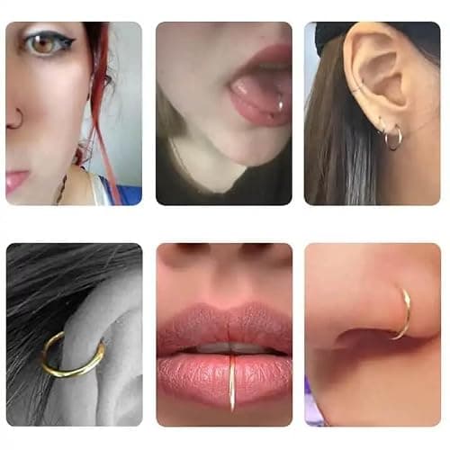 5pcs Hypoallergenic Nose Rings 20G 18G 16G 316L Surgical Steel Earrings Tragus Septum Piercing Nose Hoop Lip Rings Helix Cartilage Rook Earrings for Women Men 6/7/8/9/10mm (5PCS 20G Gold) — view 5