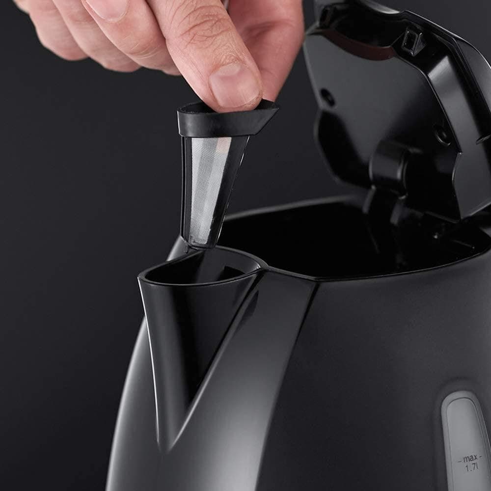 Russell Hobbs Textures Electric 1.7L Cordless Kettle (Fast Boil 3KW, Black Premium Plastic, matt & high Gloss Finish, Removable Washable Anti-Scale Filter, Push to Open lid, Perfect Pour spout) 21271 — view 3