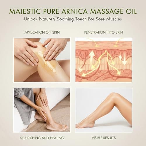 MAJESTIC PURE Arnica Massage Oil for Massage Therapy - with Lavender and Chamomile Essential Oils - Multipurpose Instant Absorption Full Body Massage - 8 fl. oz — view 5