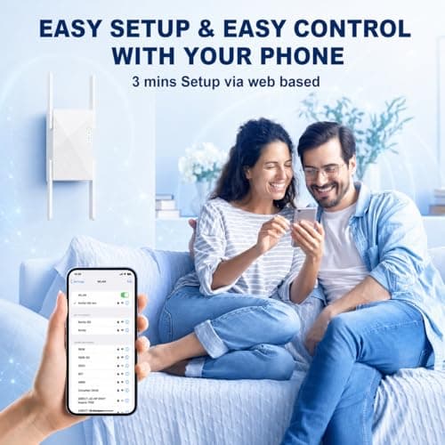 WiFi Extender Signal Booster New Gen 5X Faster Than Ever Signal Amplifier for Home, Longest Range Internet Boosters WiFi Repeater with Ethernet Port Coverage up to 10000 Sq. Ft (White) — view 4