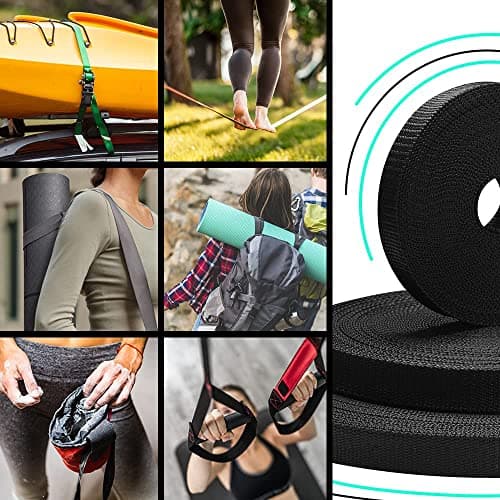 TECEUM 1 Inch Webbing – Black – 50 Yards – 1” Webbing for Climbing Outdoors Indoors Crafting DIY nw — view 5
