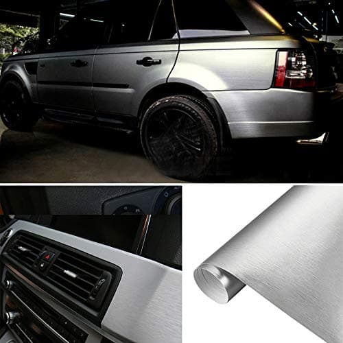 LZLRUN Brushed Metallic Steel Silver Car Vinyl Wrap Film 2" x 30ft — view 4