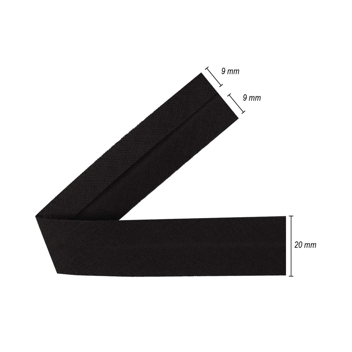 TEXTEX = Bies de 20mm de Ancho. 50% Algodón y 50% Poliéster. Pieza de 10m - (Negro) — view 3