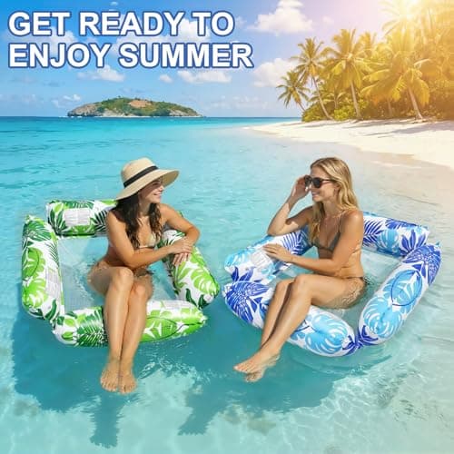 Korlon Tec 2 Pack Inflatable Pool Floats Adult, 4-in-1 Multi-Purpose Pool Float Rafts Water Hammock, Pool Hammock Floats for Adults Swimming Summerl Lake Beach — view 3