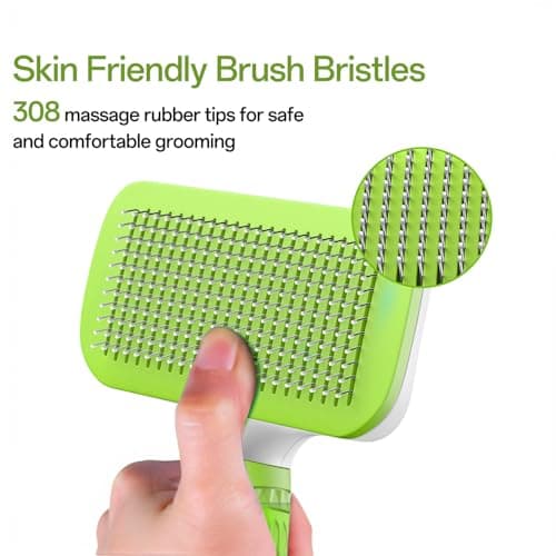 ACE2ACE Dog Brush, Cat Brush for Shedding Long and Short Haired, Self-Cleaning Dog Slicker Brush, Removes Loose Fur for Puppy, Cockapoo, Labrador, Golden Retriever, Pomeranian, Poodle, Rabbits, Green — view 2