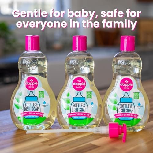 Dapple Baby Fragrance Free Bottle & Dish Soap - (3 Pack) 16.9 fl oz - Cleans Baby Bottles, Sippy Cups, Pacifiers, Breast Pumps, & More - Gently Removes Milk Film & Odors - Includes 1 Pump — view 3
