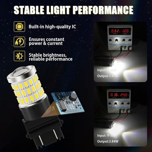 iBrightstar 3157 LED Bulb White, 4157 3156 LED Reverse Light Bulbs Super Bright for Tail Brake Lights Backup Lights Turn Signal Lights, 2 Pack — view 3