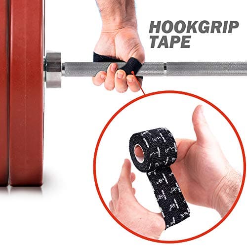 WARM BODY COLD MIND 4.7 cm Premium Lifting Thumb Tape for Weightlifting - Hook Grip for Powerlifting, Strength/Crossfit Training, Deadlift, Weight Lifting, Athletic Finger Wrap (Black, 3 Rolls)