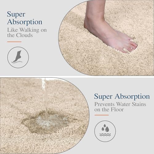 Walensee Bathroom Rug Non Slip Bath Mat for Bathroom (16 x 24, Beige) Water Absorbent Soft Microfiber Shaggy Bathroom Mat Machine Washable Bath Rug for Bathroom Thick Plush Rugs for Shower — view 2