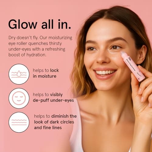 grace & stella Under Eye Brightener with Rose Quartz Rollerball - Centella Asiatica & Caffeine Under Eye Serum for Dark Circles & Puffiness - Travel Essentials, Gifts for Women, Vegan (15ml/0.51floz)