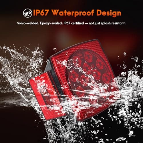 Lcrslitx LED Trailer Light Kit, IP67 Submersible Trailer Lights 12V DOT, Stop/Tail/Turn Boat Trailer Lights with 13.7" ID Bar, 6 Marker Lights, 25 ft Protective Wiring Harness, License Plate Bracket — view 2