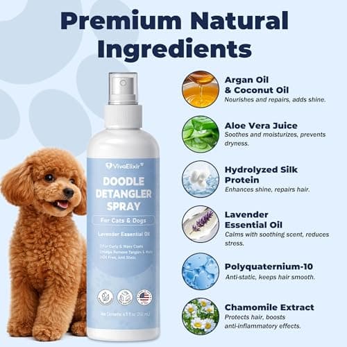 Dog Detangler Spray – Doodle Detangler Spray Leave-in Conditioner, Dematting Spray for Dogs, Cat & Dog Matted Fur Remover Grooming Spray, Removes Tangles & Odors, Poodle Tangle Remover – 6.8oz — view 3
