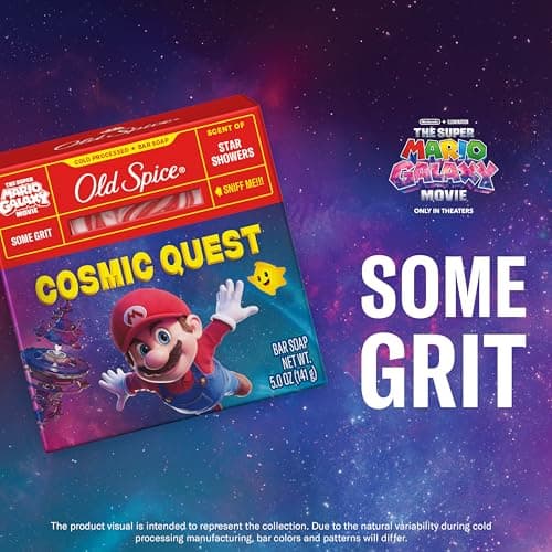 Old Spice Bar Soap for Men, x The Super Mario Galaxy Movie, Cold Pressed with Grit, Made with Natural Oils & Plant Based Cleanser, Star Showers with Juicy Pear & Cedarwood Scent, 5.0 oz — view 4