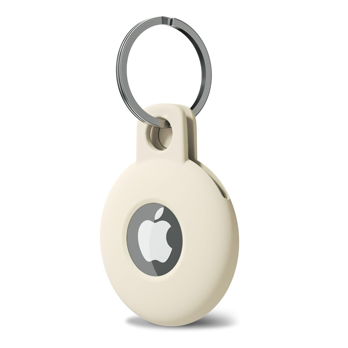 Svanove for Airtag Keychain Airtag Holder Key Ring, Siliocne Airtag Case Air Tag Cover, Cute Airtag Accessories for Kid, Luggage, Cat Dog Collar, Car, Compatible with Apple Airtag 2021, Beige Cream