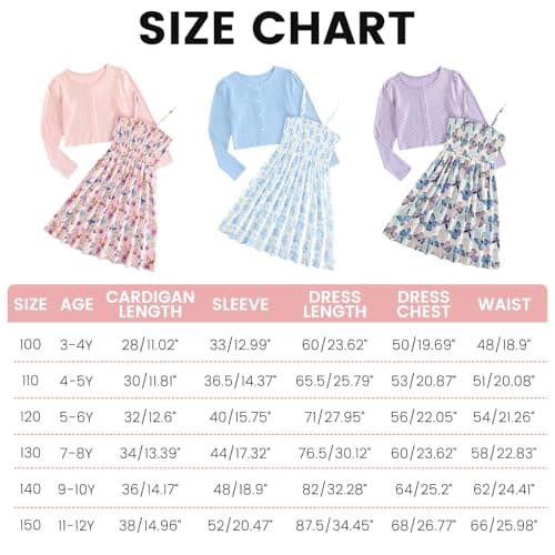 JiAmy Girl Dress and Cardigan 2Pcs Sets Toddler Summer Sleeveless Butterfly Floral Print A-line Dresses with Long Sleeve Coat Kids Casual Clothes for Girls 7-8 Years Blue — view 6