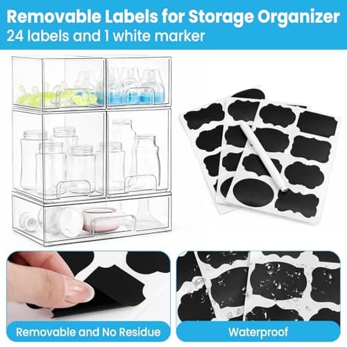 Clear Stackable Storage Drawers Organizer, Acrylic Drawer Cabinet Organizer Set for Beauty Supplies Baby bottle, Plastic Storage Drawer Bins for Vanity, Bathroom, Pantry, 5 Pack — view 4