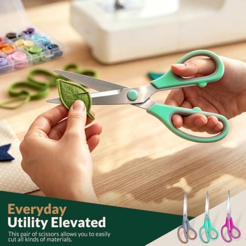 Scissors 8.5 Inch scissors all purpose for Office, Home, Sewing,and Crafts,Soft Comfort-Grip Right/Left Hand 3-Pack, Multicolor — view 4