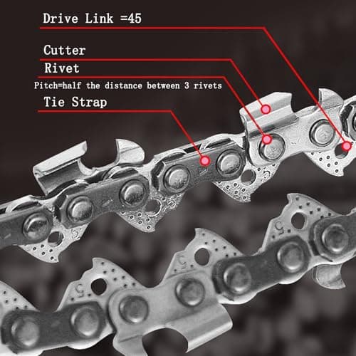 5 Pack 12 Inch Chainsaw Chain 3/8" LP Pitch .043'' Gauge 45 Drive Links fits Dewalt 20V DCCS620, DWO1DT612, Kobalt 1224, Worx WG380, Black Decker LCS1240 and more — view 3