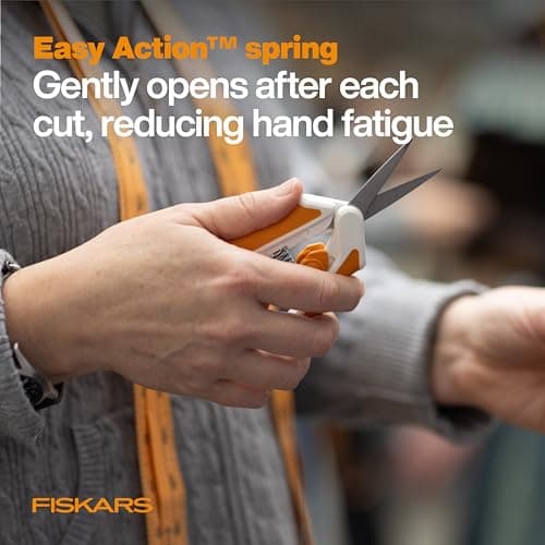 Fiskars Micro-Tip Spring Assisted Scissors, Precision Cutting Stainless Steel Blades, Comfort Handle, Cut Details in Fabric, Sewing Scissors and Arts and Crafts Tools — view 3