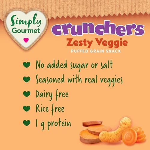 Simply Gourmet Crunchers, Zesty Veggie, 6 x 32g | 8 Months+ | No Added Sugar, Dairy Free | Made in Canada — view 3