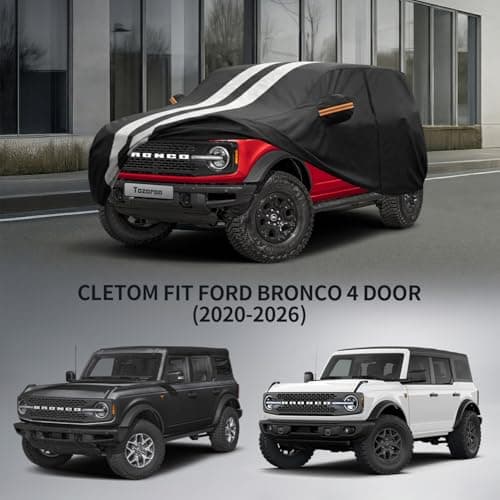 Multi-Layer Car Cover Custom Fit for Ford Bronco 4 Door (2020-2026), 100% Waterproof All Weather for Automobiles, Gift with Towel, Heavy Duty Car Covers for Rain Sun UV Protection with Door Zipper. — view 5