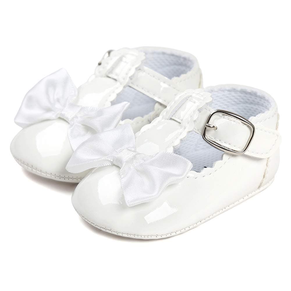 LACOFIA Baby Girls Anti-Slip First Walking Shoes Infant Bowknot Mary Jane Princess Party Shoes Prewalkers