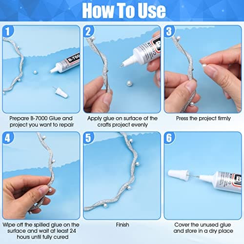 B-7000 Glue Clear for Rhinestone Crafts, Jewelry and Bead Adhesive B7000 Semi Fluid High Viscosity Glues for Clothes Shoes Fabric Cell Phones Screen Repair Metal Stone Nail Art Glass (4x15 ml/0.5 oz) — view 4