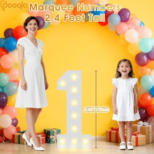 Pooqla 2.4FT Light Up Numbers, Marquee Numbers 2.4 Feet Tall Party Decor for Her Him, Mosaic Big Sign for 10th 20th 50th Birthday Anniversary Decoration Backdrop, Large Pre-Cut Frame Number 0 — view 4