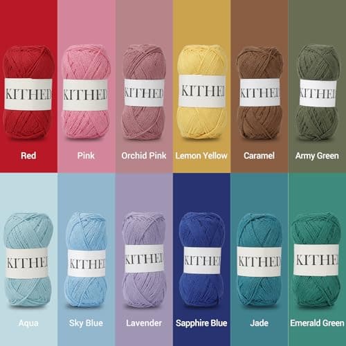 KITHED Cotton Yarn，10.5oz，526yard，3 Pack ，Soft Yarn for Crocheting and Knitting (14 Emerald Green) — view 5