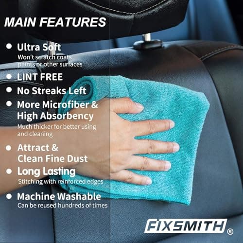 FIXSMITH Microfiber Cleaning Cloth - Pack of 8, Size: 12 x 16 in, Multi-Functional Cleaning Towels, Highly Absorbent Cleaning Rags, Lint-Free, Streak-Free Cleaning Cloths for Car Kitchen Home Office. — view 4