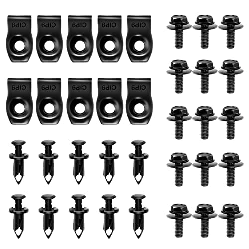 GOOACC GRC-70 35PCS Engine Under Cover Splash Shield Guard Body Bolts Bumper Fender Liner Push Retainer Fastener Rivet Clips, Black