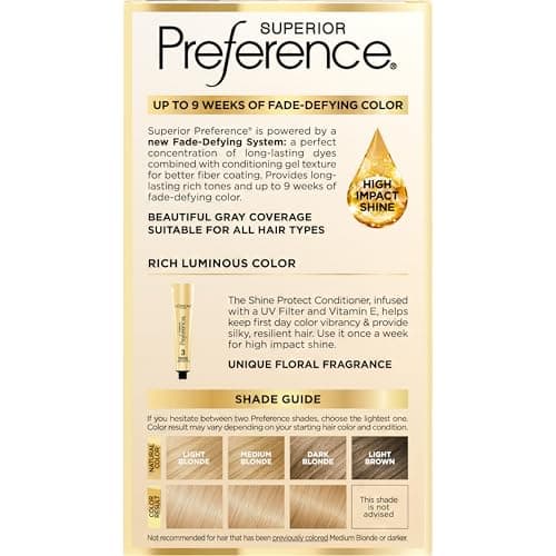 L'Oreal Paris Superior Preference Luminous Fade-Defying Permanent Hair Color, Hair Dye For Up to 9 Weeks of Radiance, Natural Blonde 9, 1 Hair Dye Kit — view 8