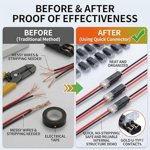 Wire Connectors Quick Connect 2 Pin Low Voltage Double Wire Plug in Connector with Locking Buckle, Solderless No-Stripping Design for LED Strip Lights, Automotive and Home DIY (100 PCS) — view 4