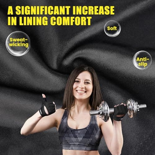 HOZMOZ Ventilated Weight Lifting Gloves, Thick Padded Workout Gym Gloves with Full Palm Protection & Grip & Shock Absorption for Women & Men's Fitness Exercise Training — view 4