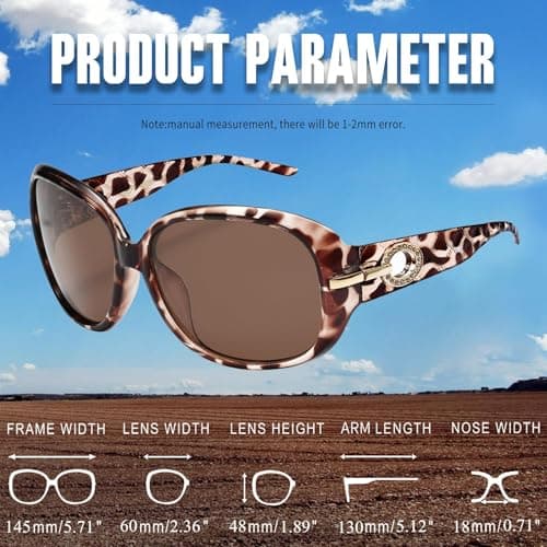 Joopin Big Leopard Sunglasses Large Tortoise Shades for Women Ladies Elegant Turtleshell Sun Glasses Polarized UV400 Trendy Brown Sunnies — view 3