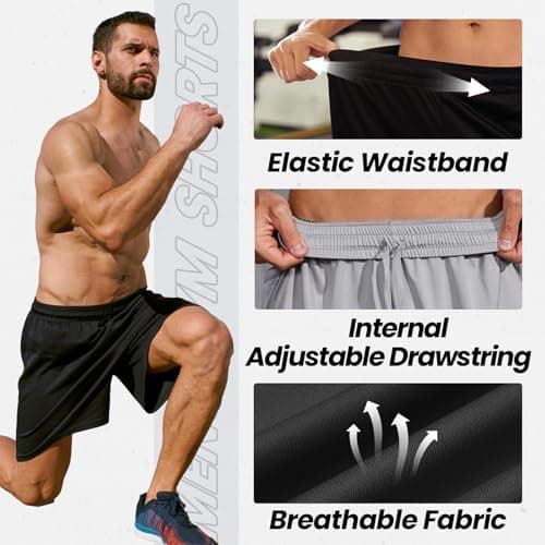 BALENNZ Athletic Shorts for Men with Pockets and Elastic Waistband Quick Dry Activewear — view 2