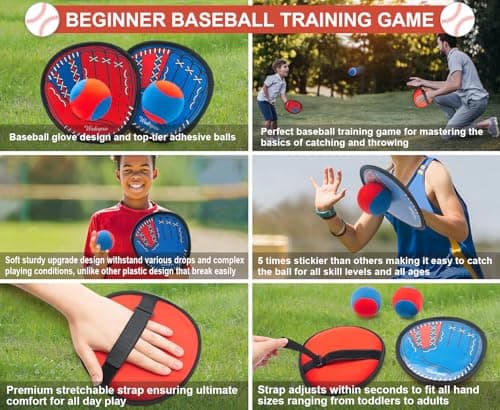 Toss and Catch Ball Game, Kids Toddler Baseball Glove & Catch Ball Toys, Outdoor Games for Family, Toys for Beach Yard Pool Outside, Birthday Easter Gift for Ages 3 4 5 6 7 8-12 Year Old Boys Girls — view 6