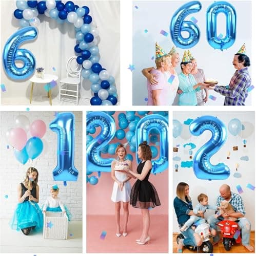 40 inch Blue Number Balloon Giant Foil Helium Balloons Blue Number 1 Balloon for 1st Birthday Party Decorations — view 3