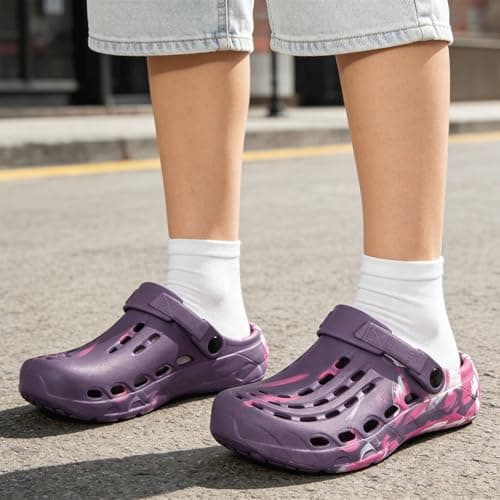 Gaatpot Unisex Arch Support Garden Clogs,Purple,7-8 W/5.5-6.5 M